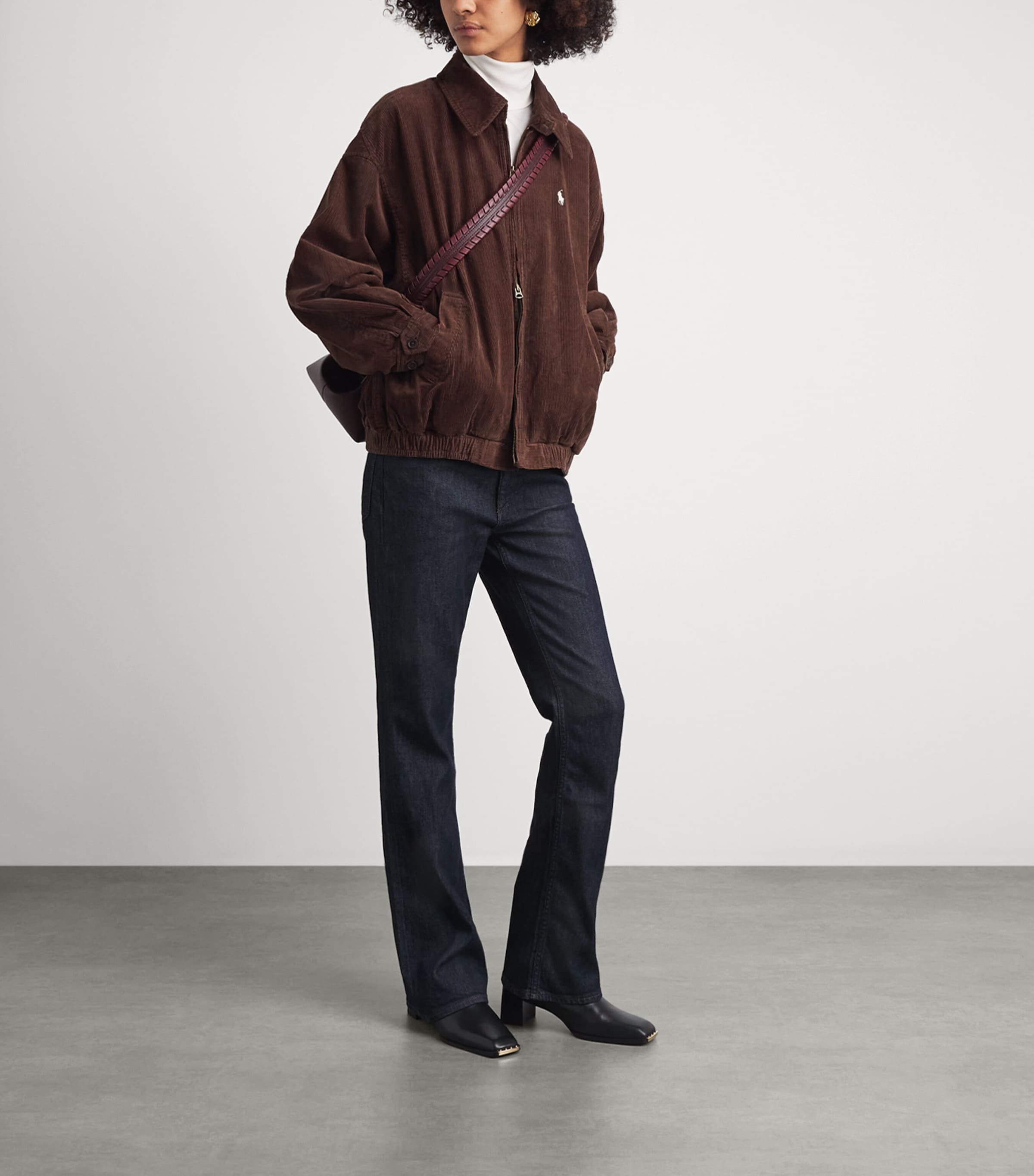Polo Ralph Lauren Womens Corduroy Bomber Jacket Brown Image 2
