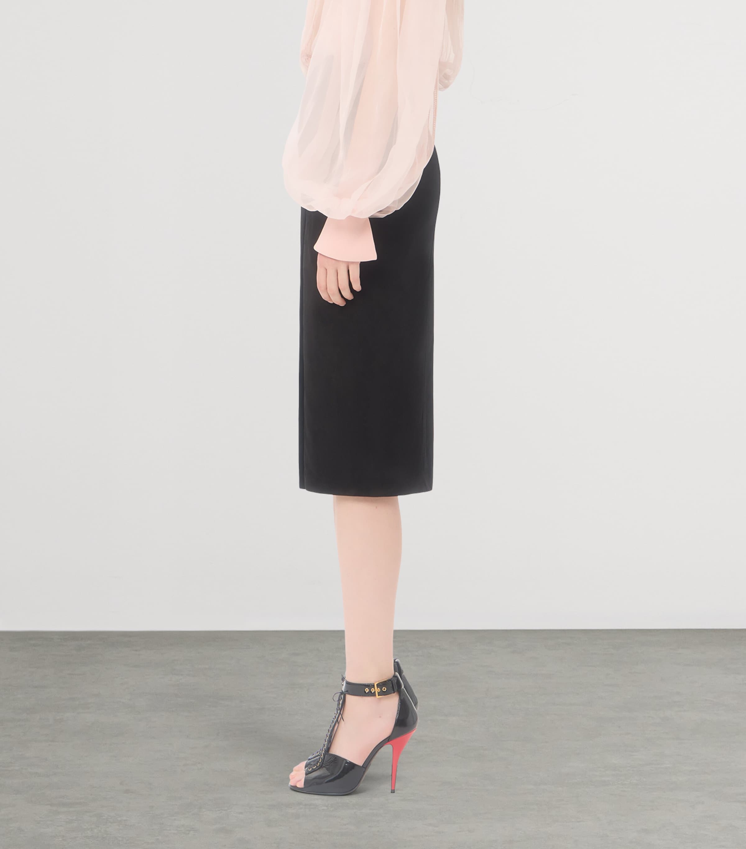 Valentino Womens Suede Gathered Midi Skirt Image 3