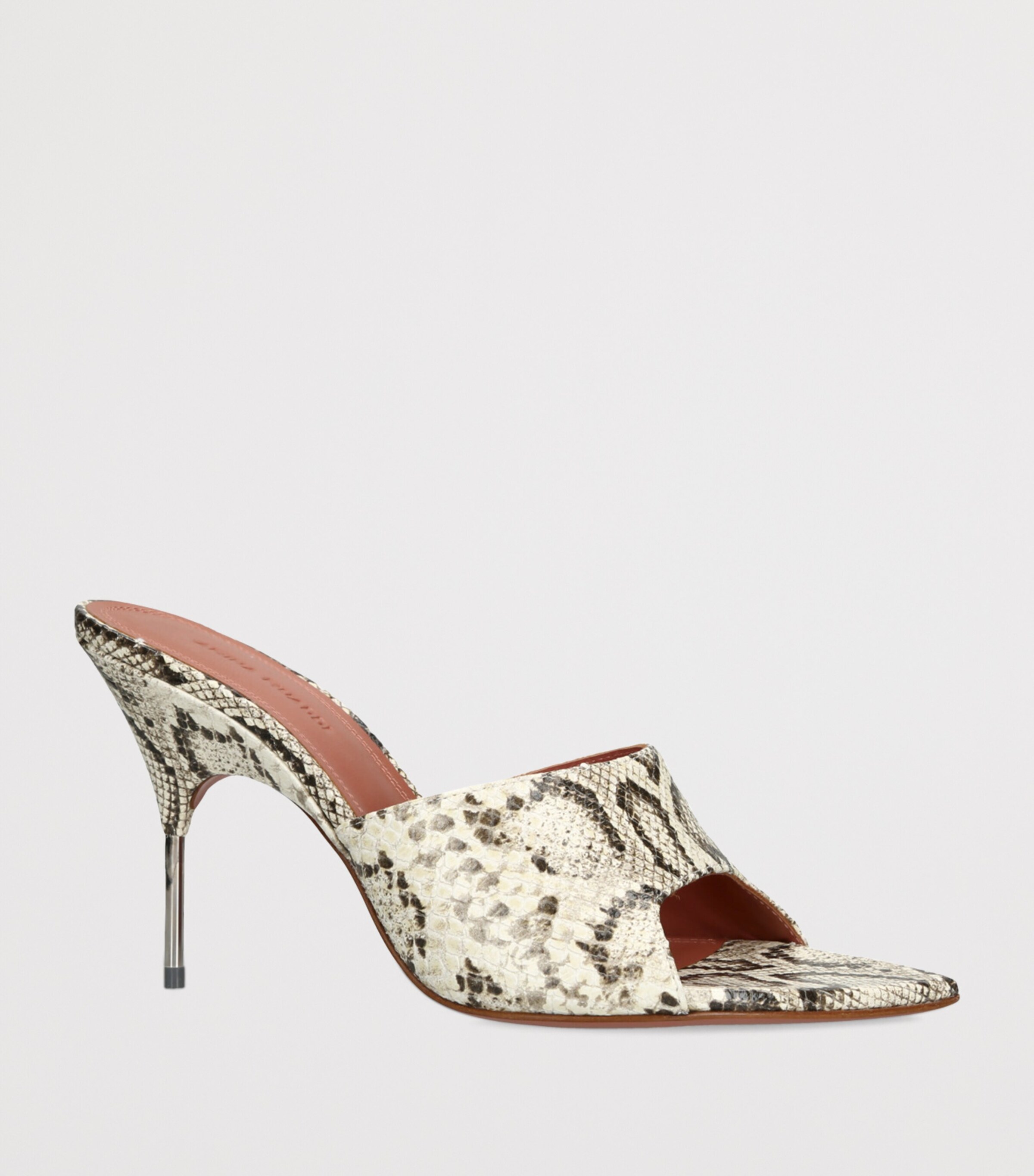 Amina Muaddi Snake Print Bianca Slipper Mules 95 Beige Comb Image 3