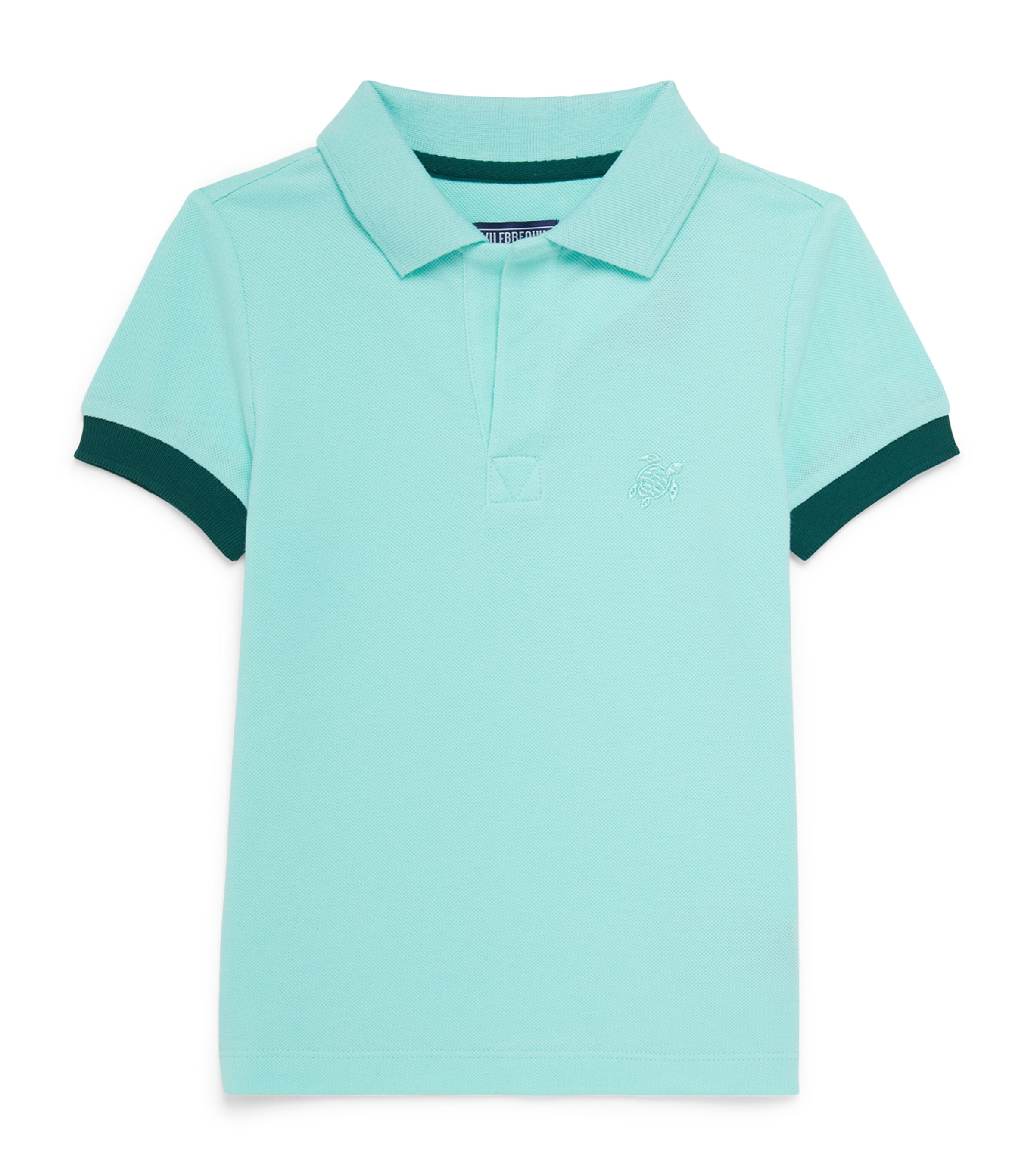 Organic Cotton Embroidered Polo Shirt (2-12 Years) 333 LAGON Image 1