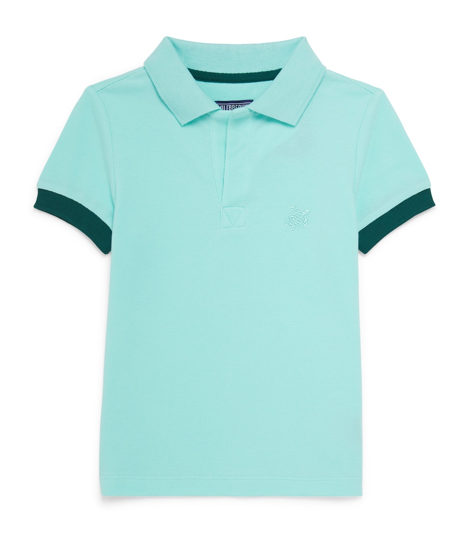 Organic Cotton Embroidered Polo Shirt (2-12 Years) 333 LAGON Image 1