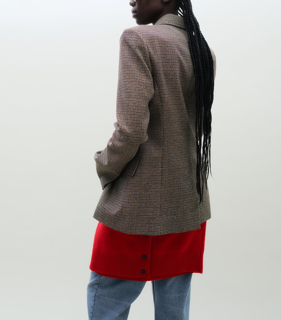 AMI Paris Womens Virgin Wool Houndstooth Blazer Marron Chocolat/noir Image 4