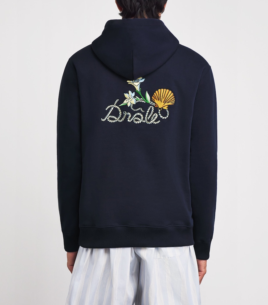 Drôle De Monsieur Mens Embroidered Logo Hoodie Navy Image 5