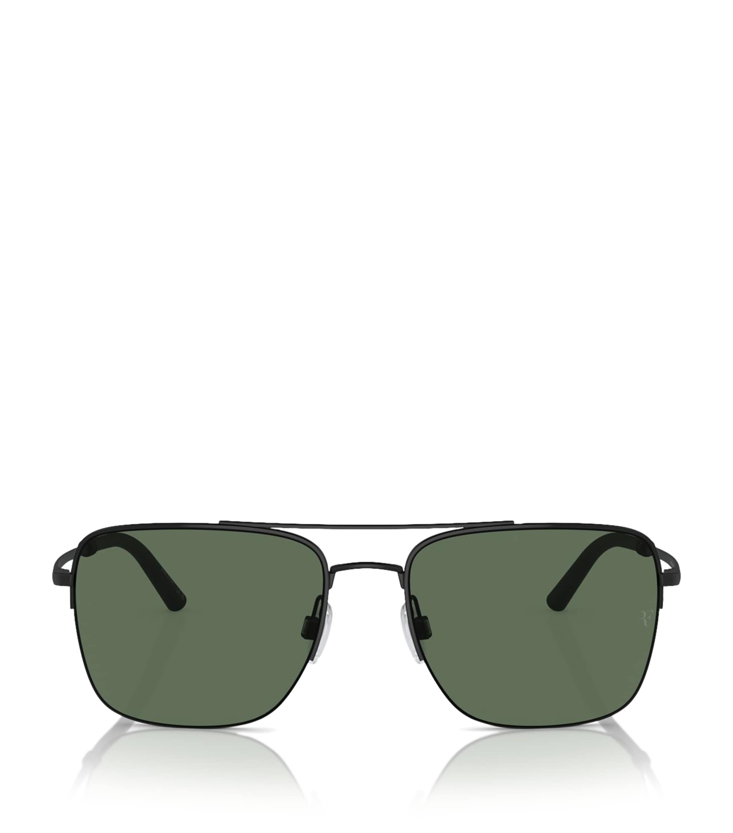 Oliver Peoples Black R-2 Sunglasses In Green