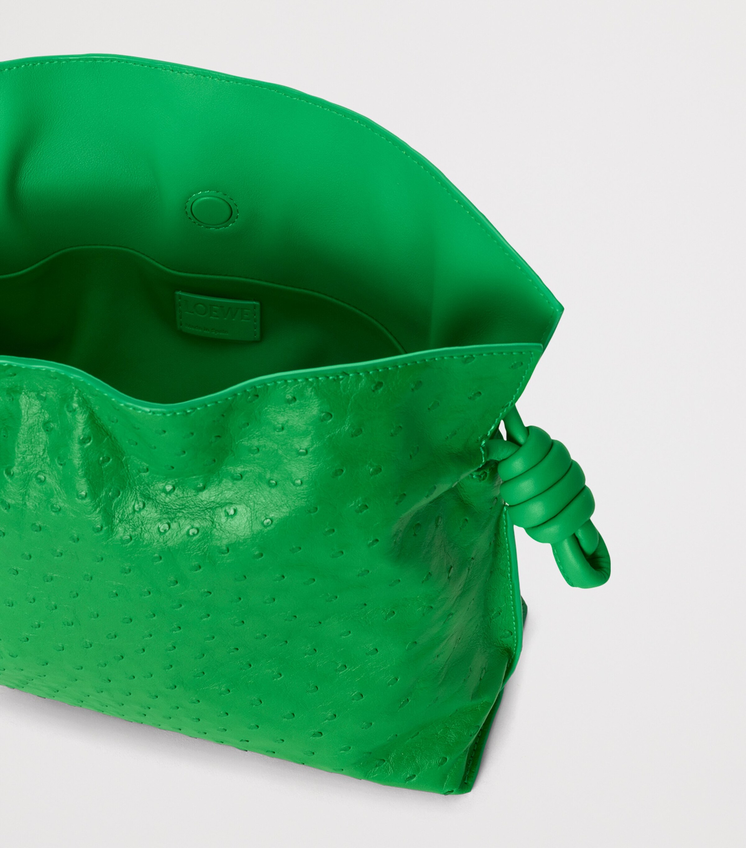 LOEWE Medium Ostrich Leather Flamenco Clutch Bag Clover Green Image 5