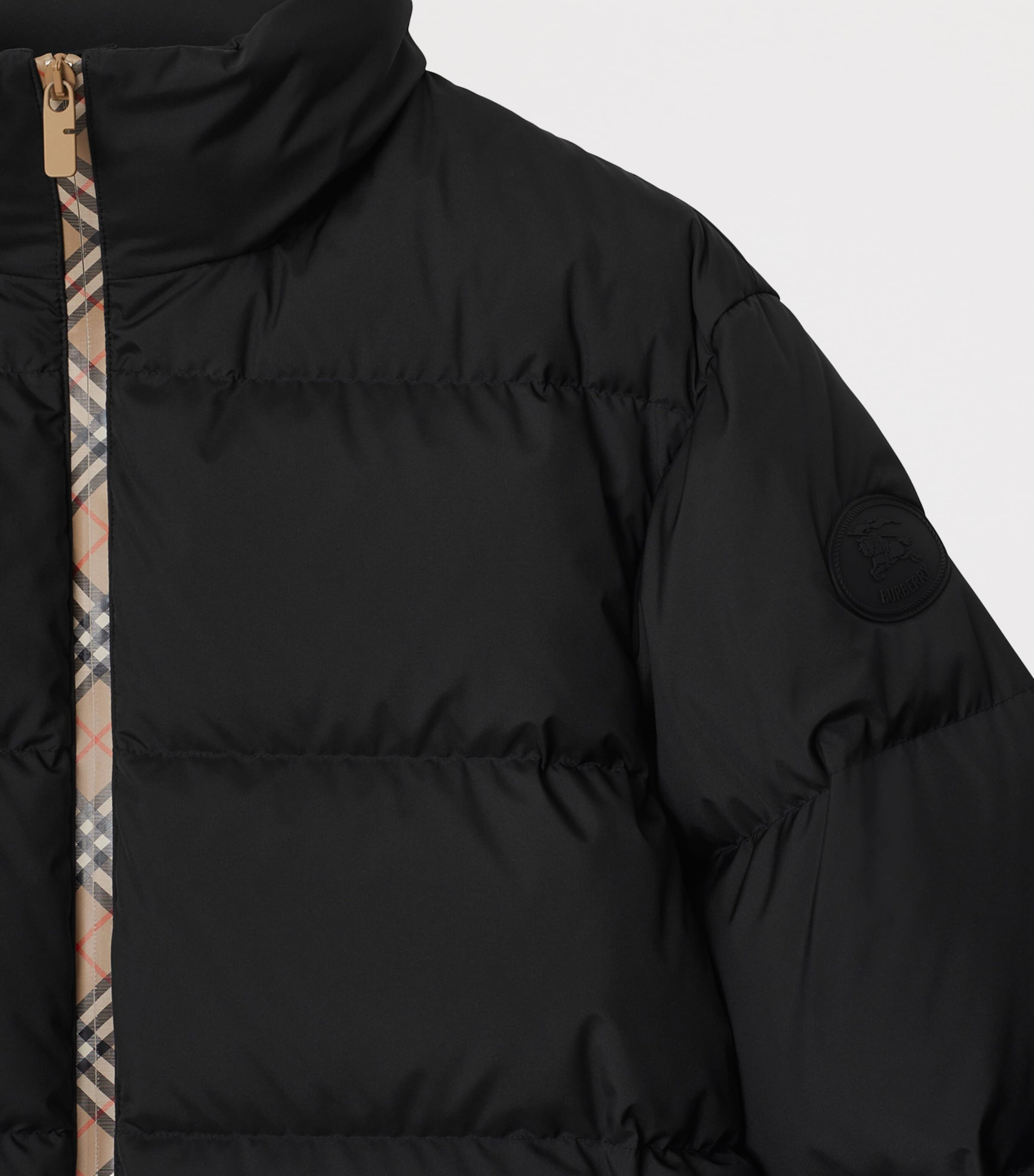 Down Checked-Tape Puffer Jacket BLACK Image 5