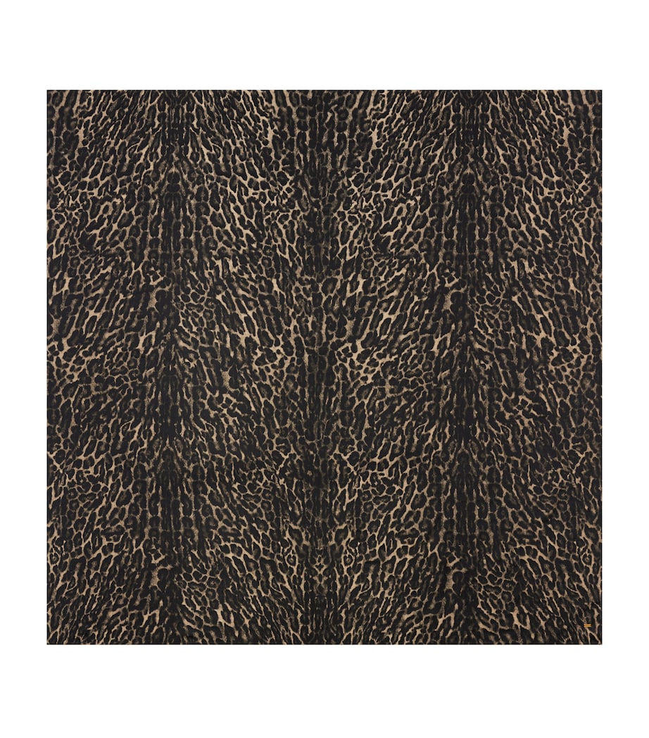 Silk-Cashmere Leopard Print Square Scarf 9760 Image 1