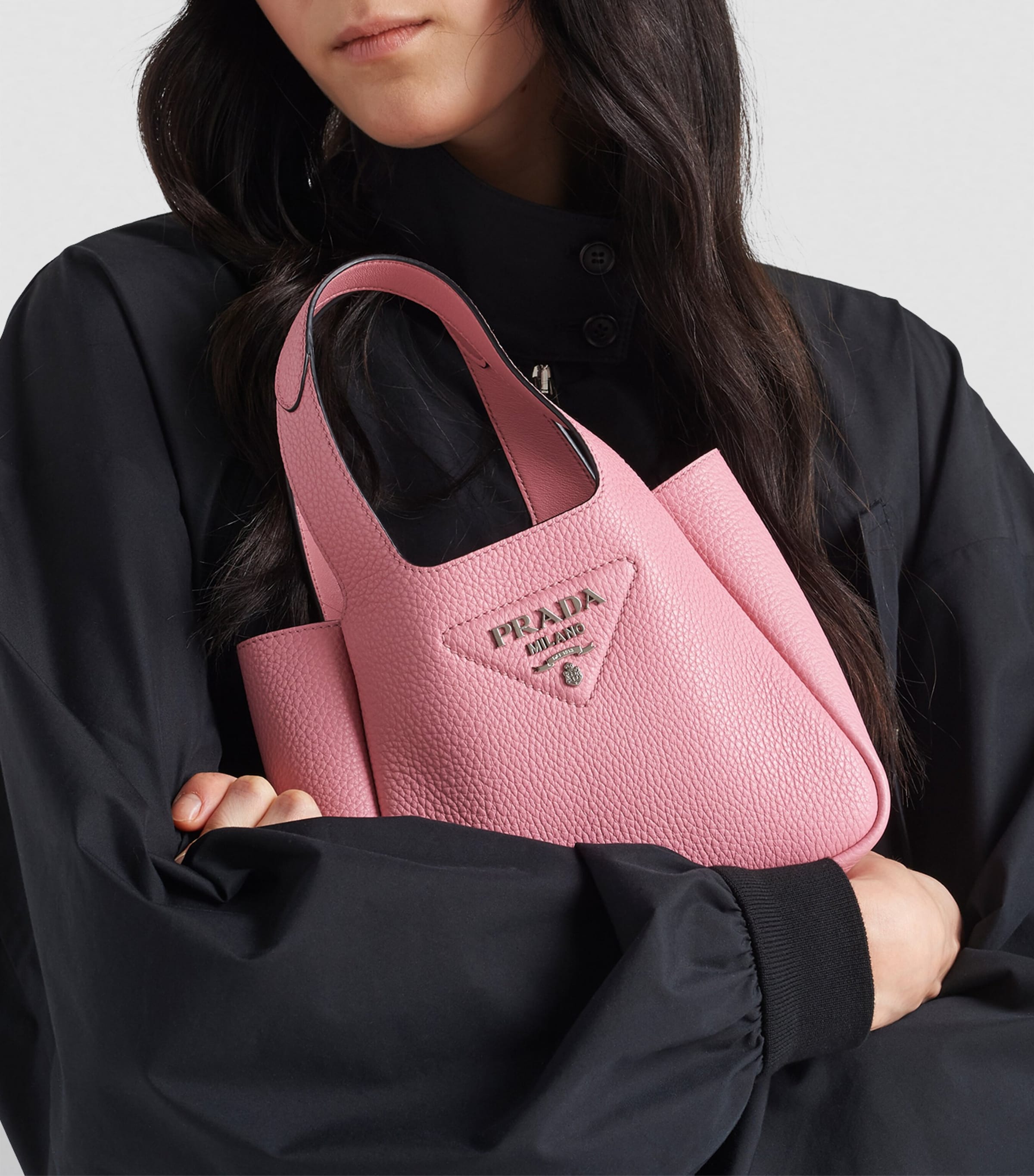 Mini Leather Bucket Bag F02YN Image 3