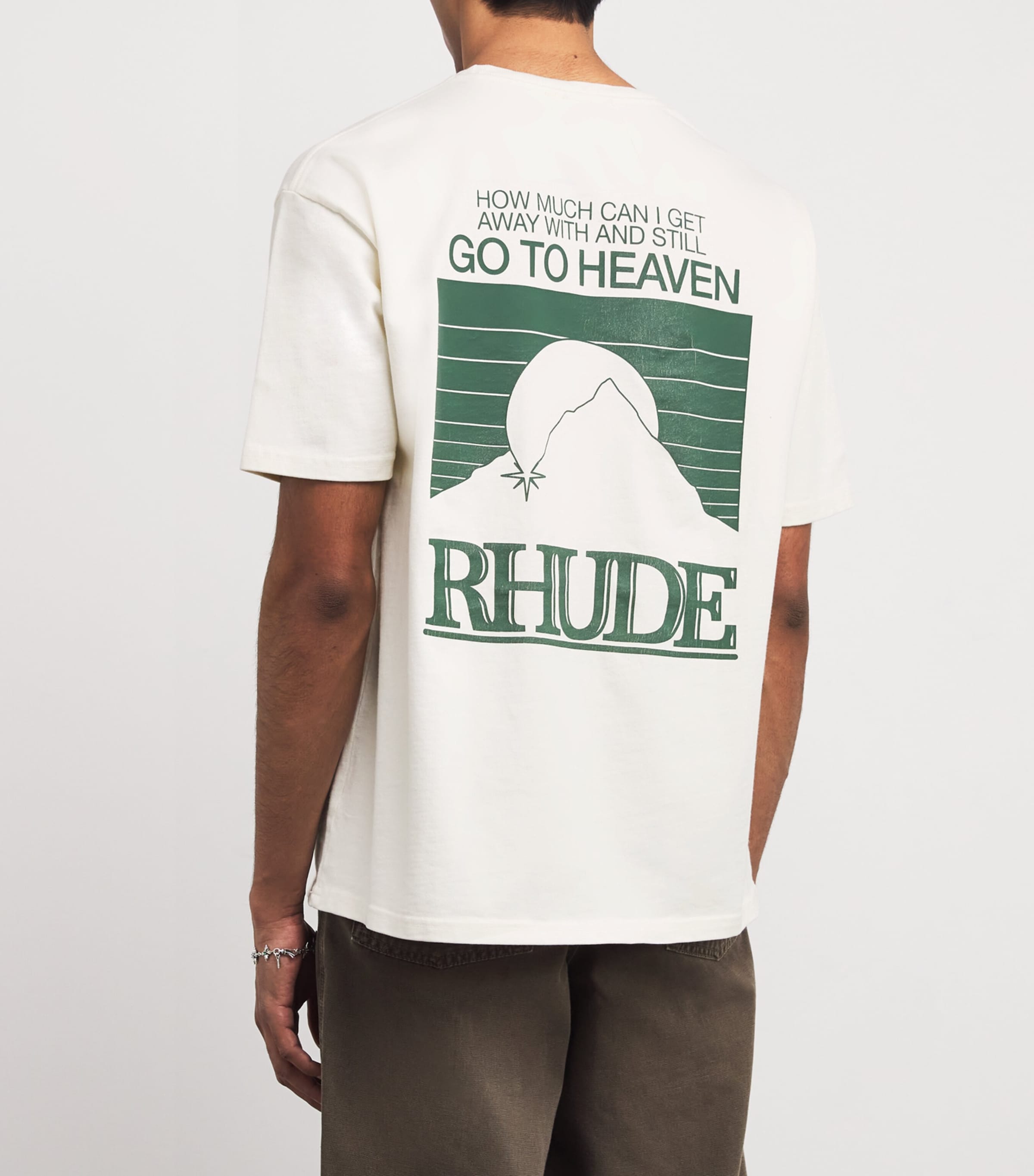 Cotton Printed Moonlight T-Shirt  WHITE/ GREEN 6044 Image 4