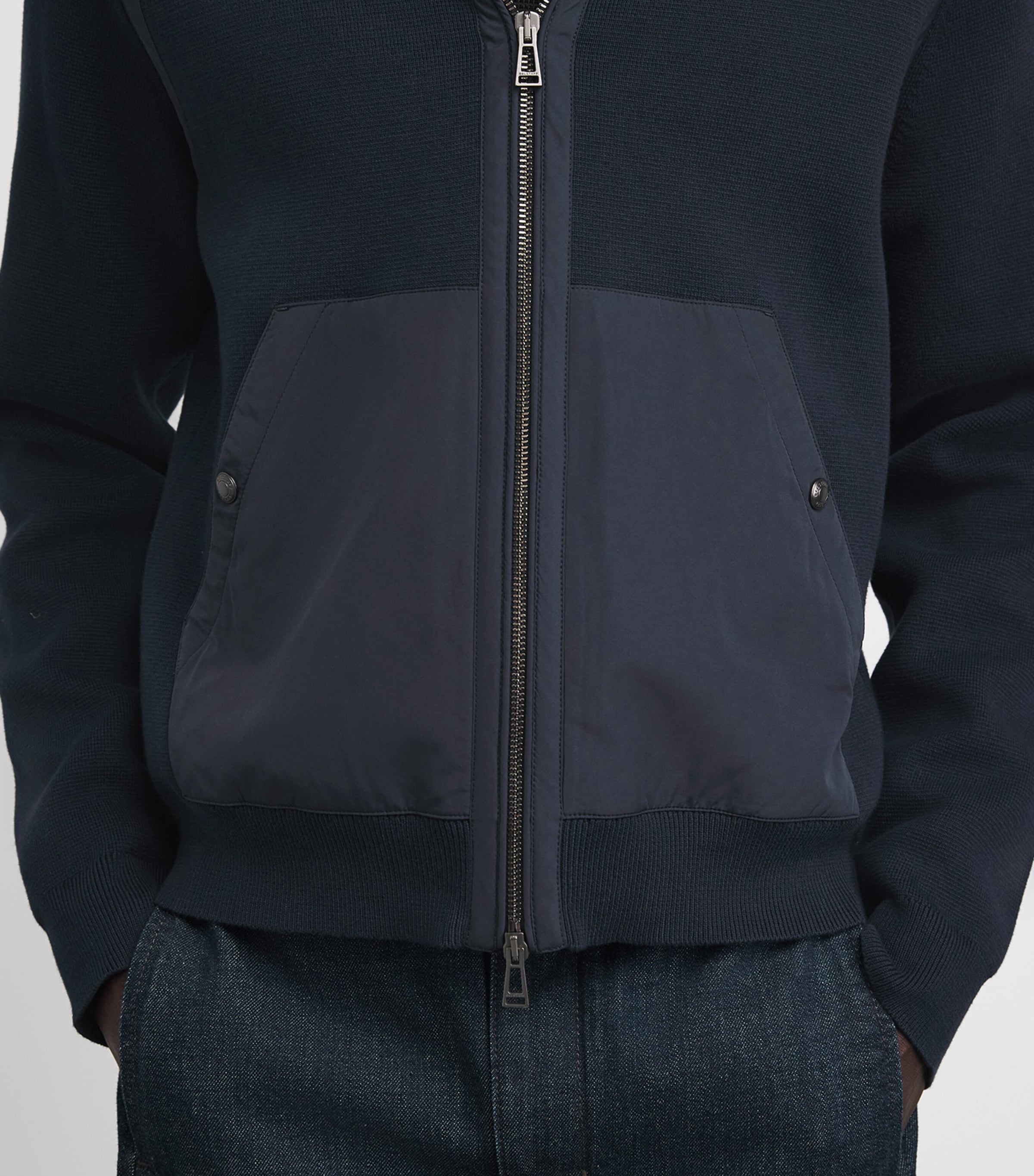 Belstaff Mens Cotton Hooded Zip-Up Cardigan Dark Inkdkink Image 3