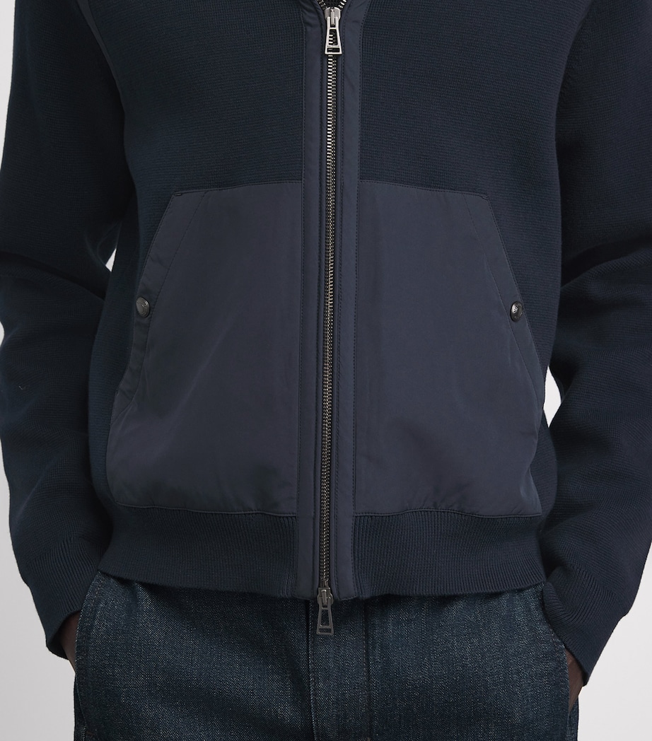 Belstaff Mens Cotton Hooded Zip-Up Cardigan Dark Inkdkink Image 3