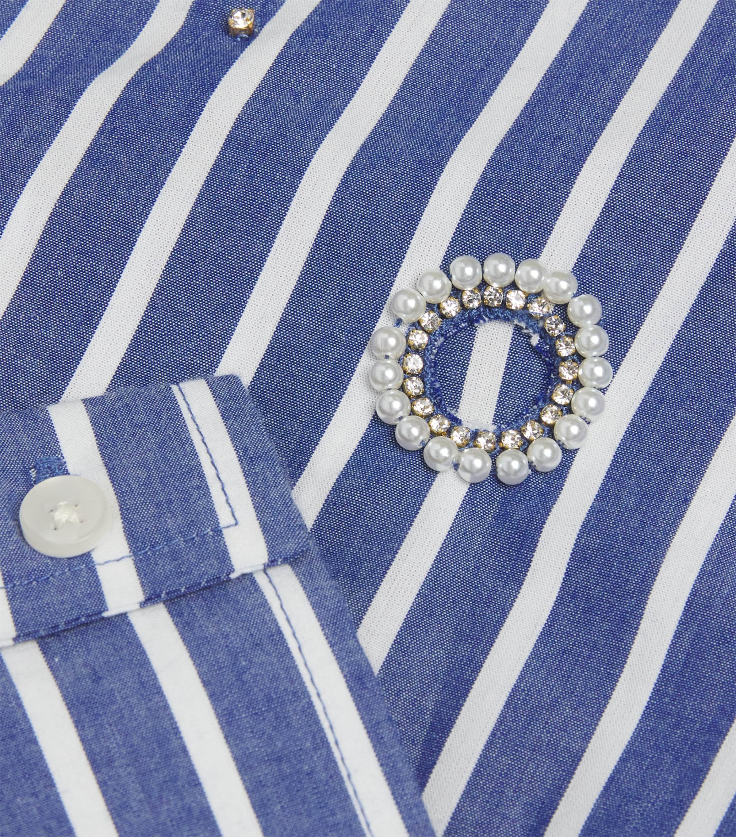 Cropped Embellished Shirt BLUE Image 5