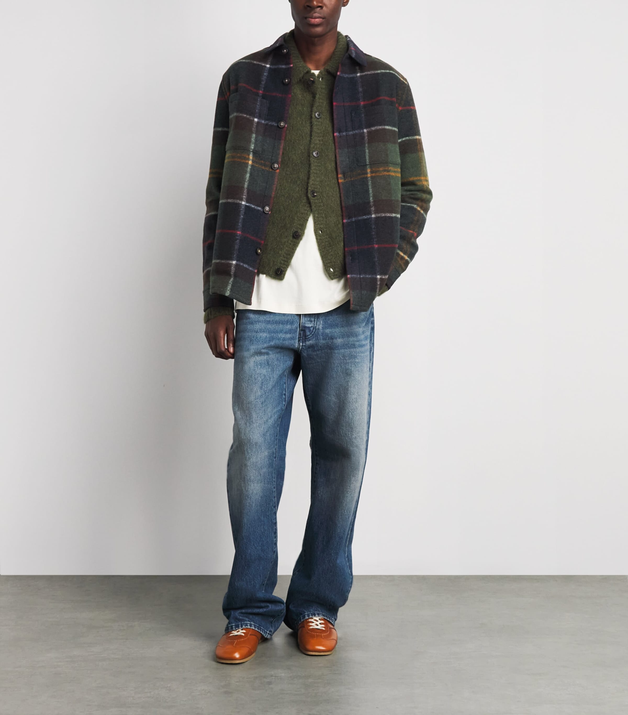 Barbour Mens Brushed Woodlane Check Overshirt Classic Tartan Image 2