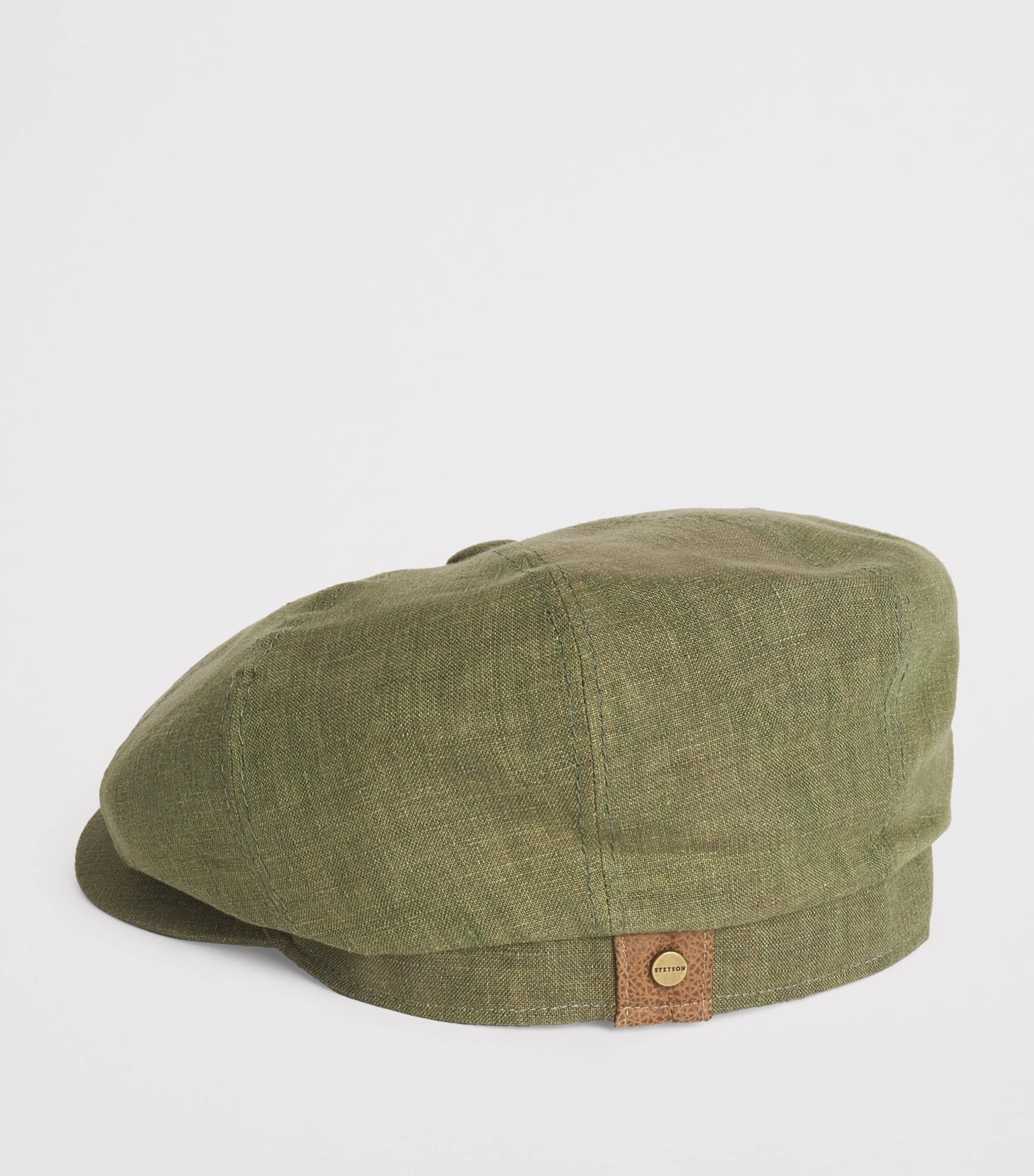 Linen Newsboy Flat Cap 55 - OLIVE Image 3