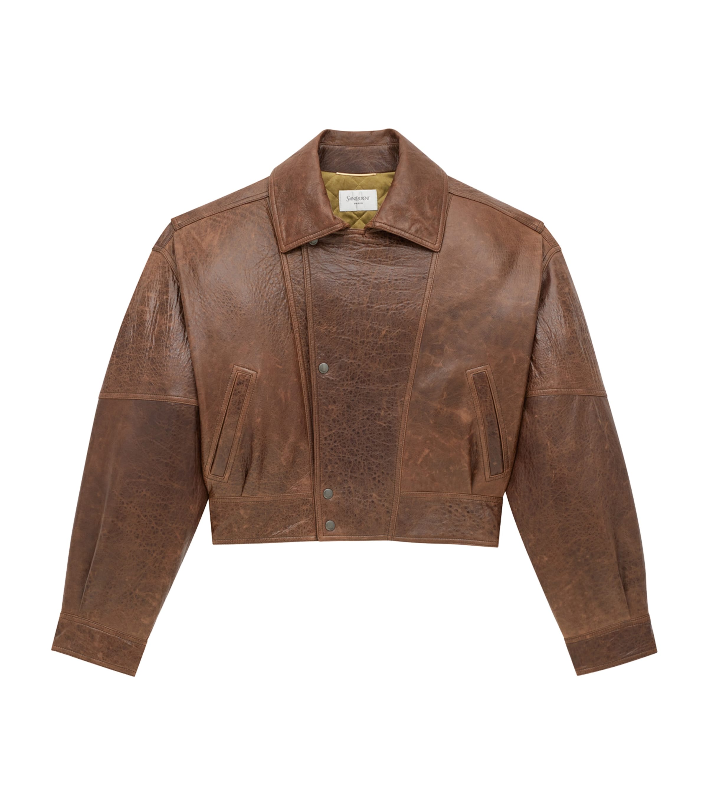 Saint Laurent Bomber Jacket In Aged Lambskin In Brown