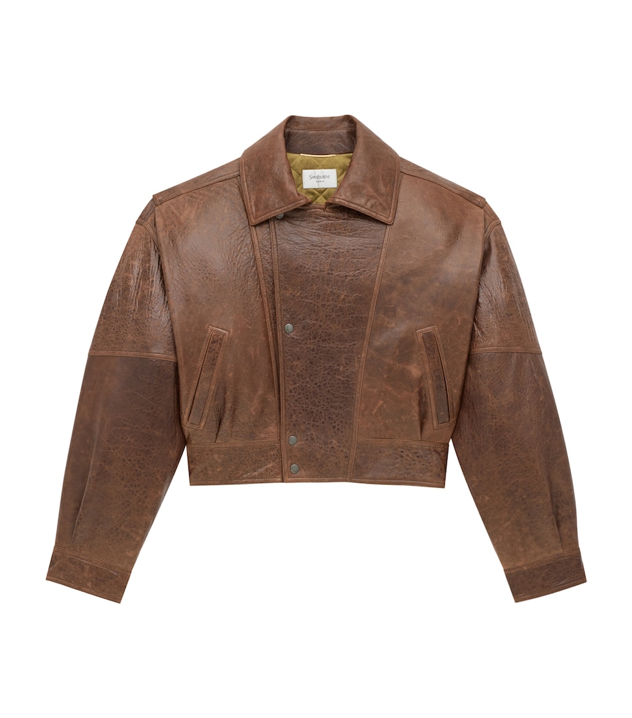 Saint Laurent Womens Leather Cropped Jacket Image 1
