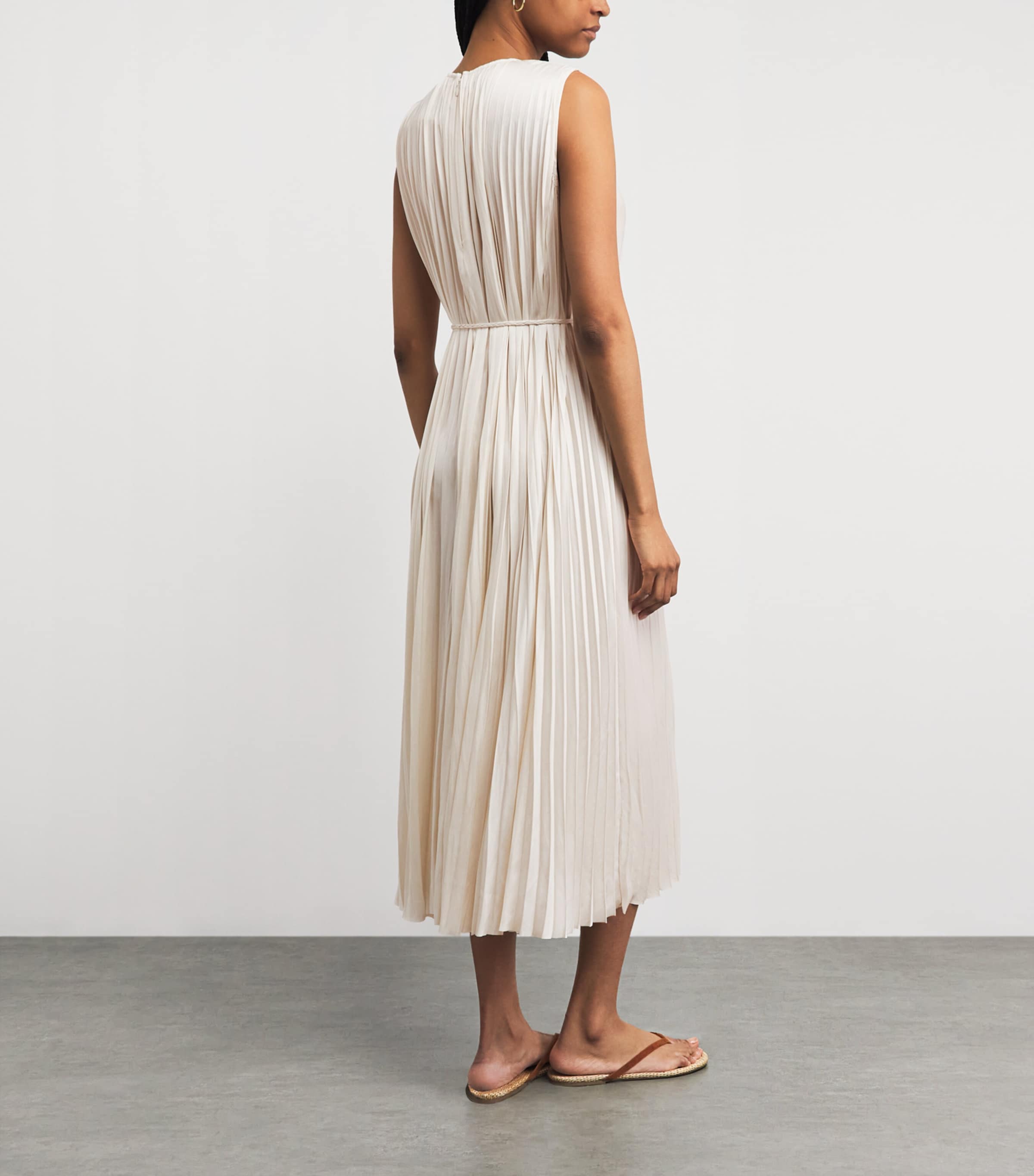 Ulla Johnson Womens Satin Pleated Fianna Midi Dress Cowrie Image 4