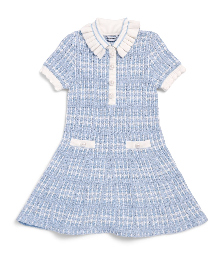 Self-Portrait Kids Check-Knit Dress (3-12 Years) Blue Image 1