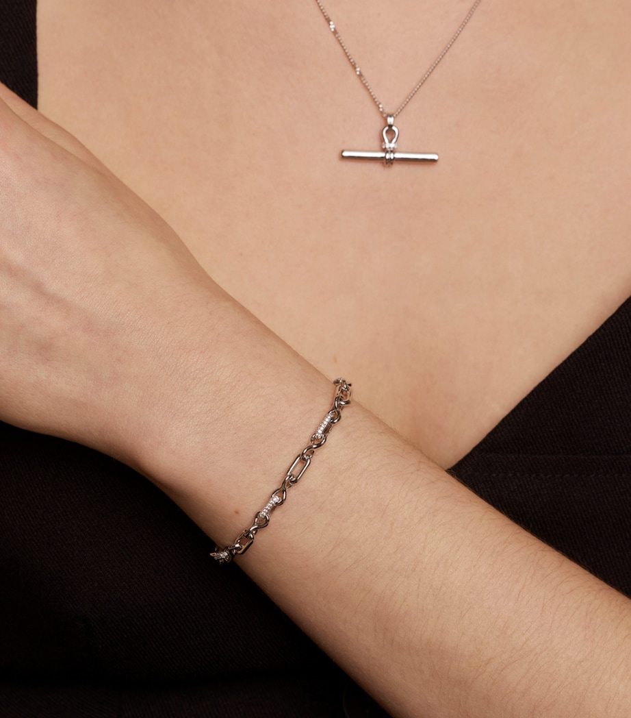 Astrid & Miyu Rhodium-Plated Pavé Chain Link Bracelet Silver Image 2