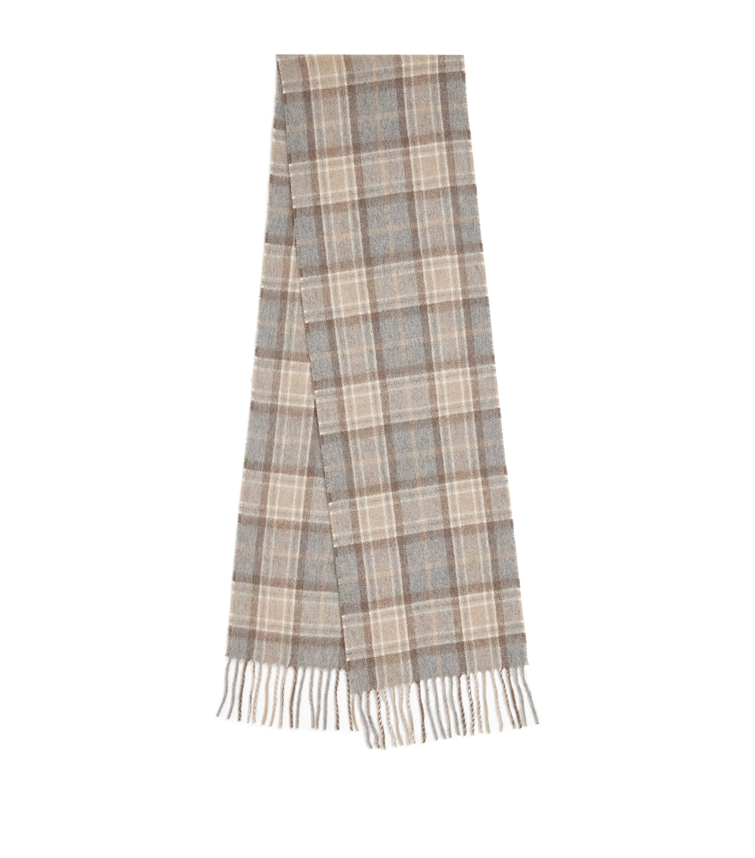 Sunspel Cashmere Check Scarf In Brown