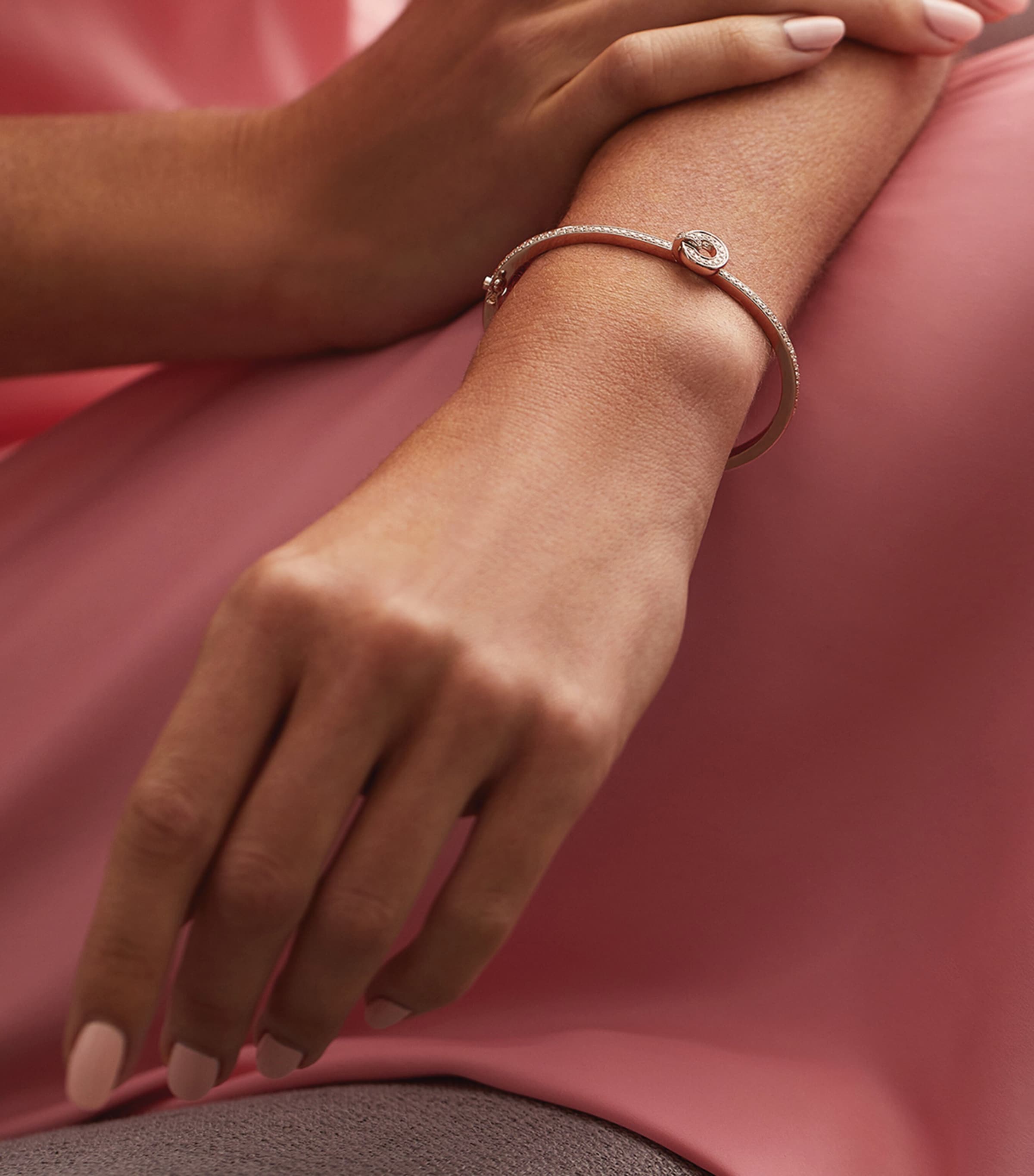 Rose Gold and Diamond Roulette Flip Bangle ROSE GOLD Image 4