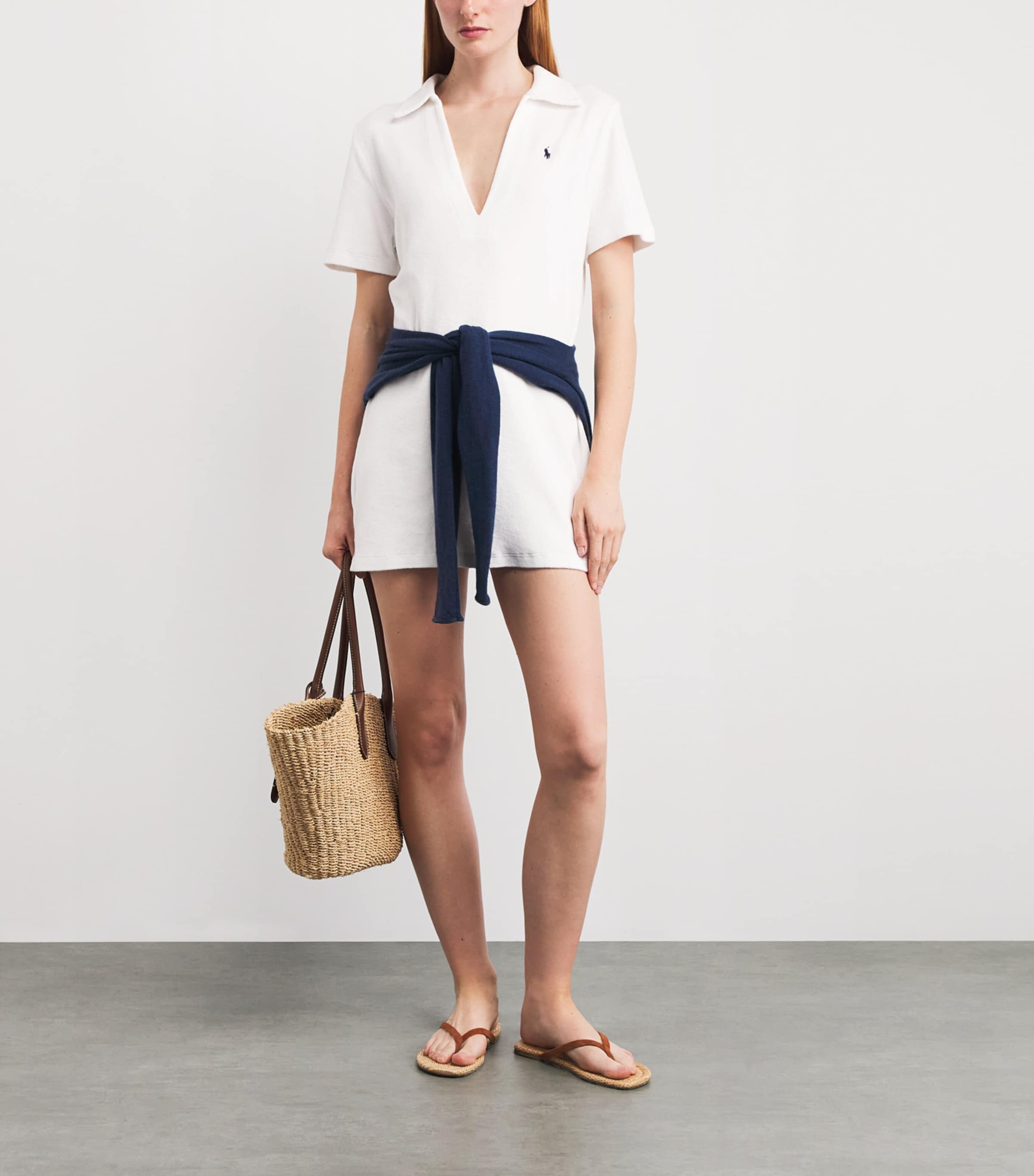Polo Ralph Lauren Womens Terry Polo Pony Mini Dress White Image 2