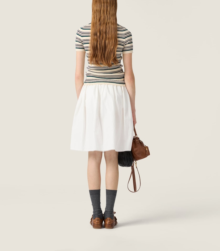 Miu Miu Womens Cotton Stripe Henley Top Neutral Image 3