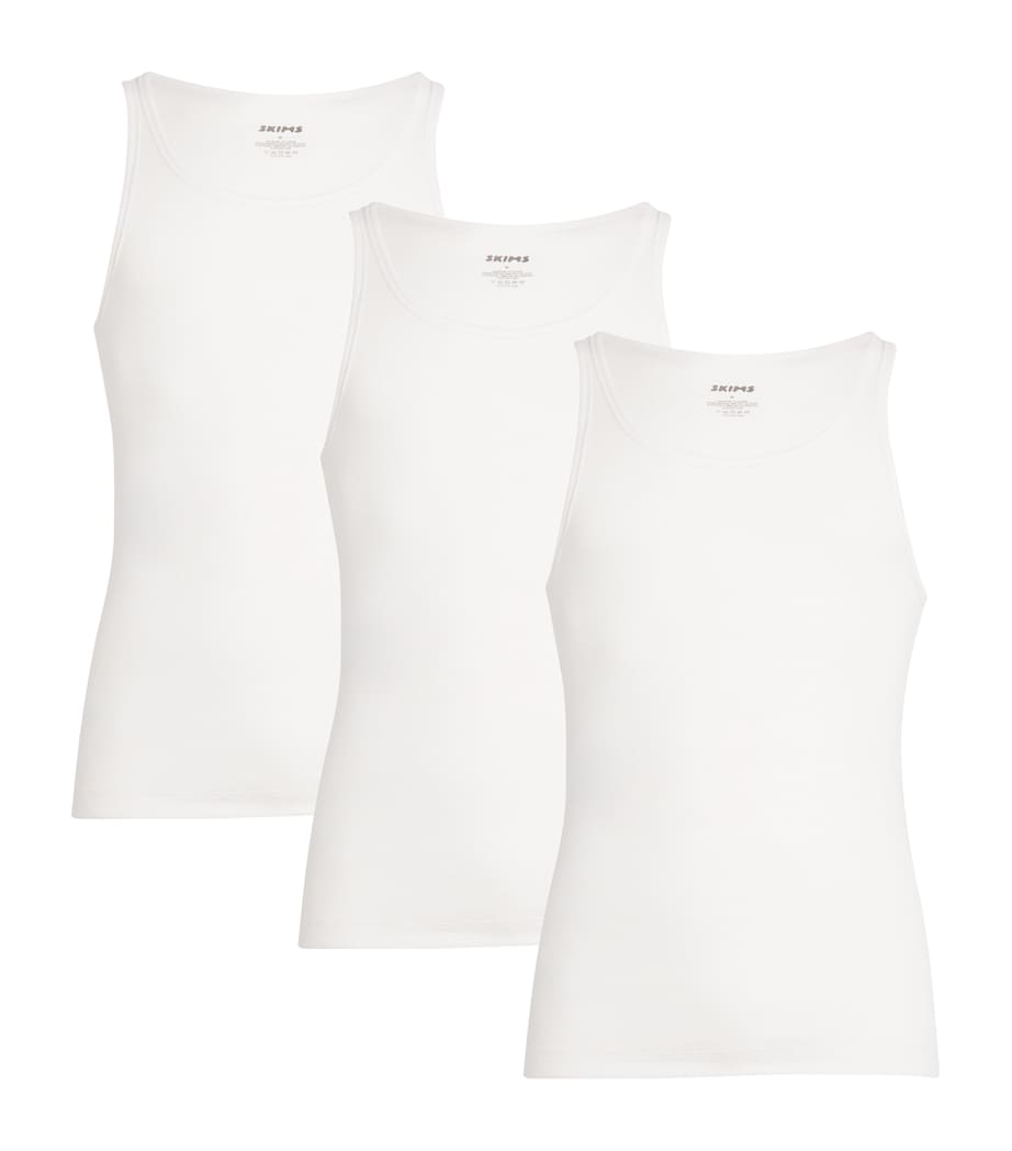 Cotton Ribbed Tank Tops (Pack of 3) CHALK Image 1