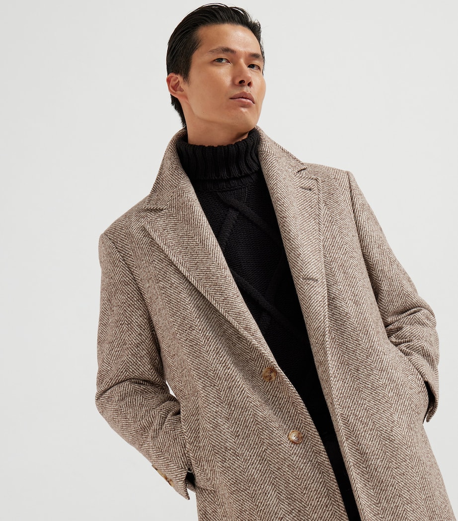 Wool-Alpaca-Blend Chevron Overcoat C005 Image 4