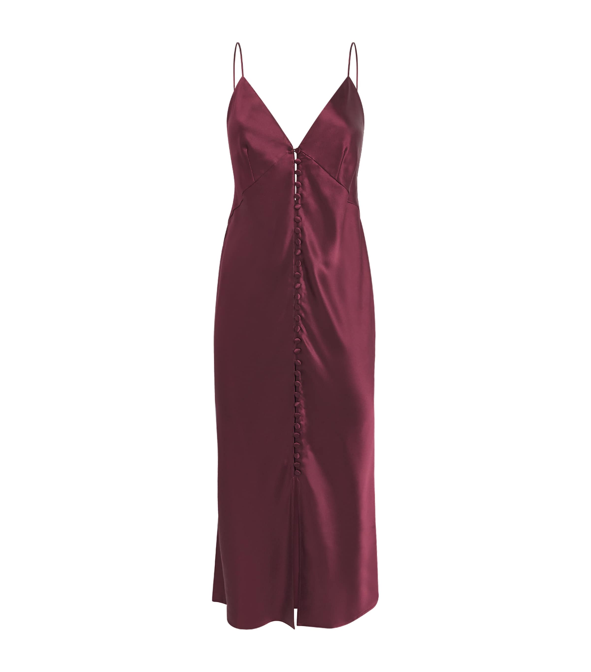 Olivia von Halle Womens Silk Ilse Midi Slip Dress Raisin Image 1