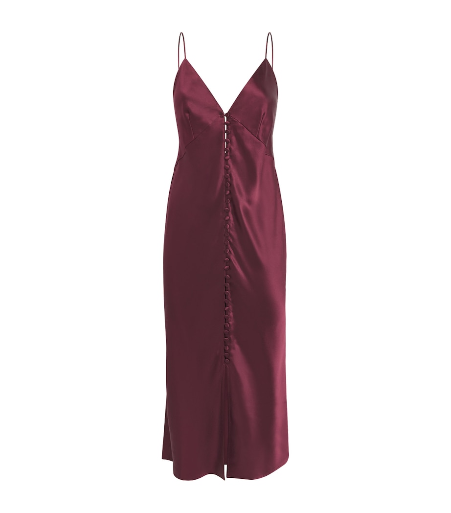 Olivia von Halle Womens Silk Ilse Midi Slip Dress Raisin Image 1