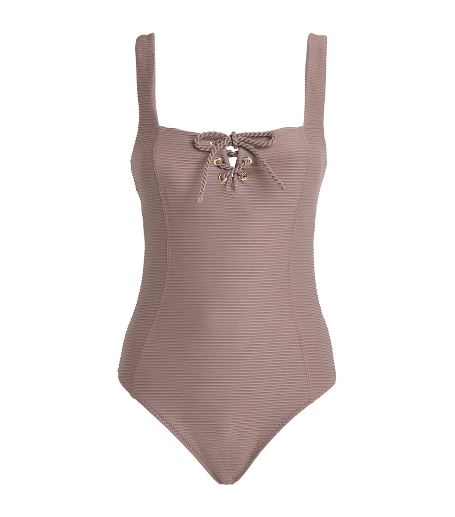 Heidi Klein Womens Zocalo Tie-Front Swimsuit Tau Tau Image 1
