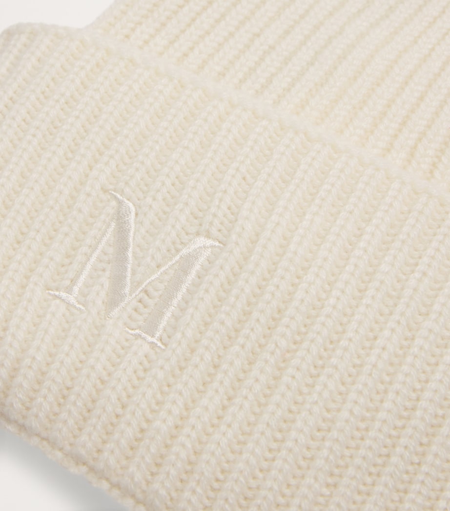 Cashmere Embroidered Beanie WHITE Image 3