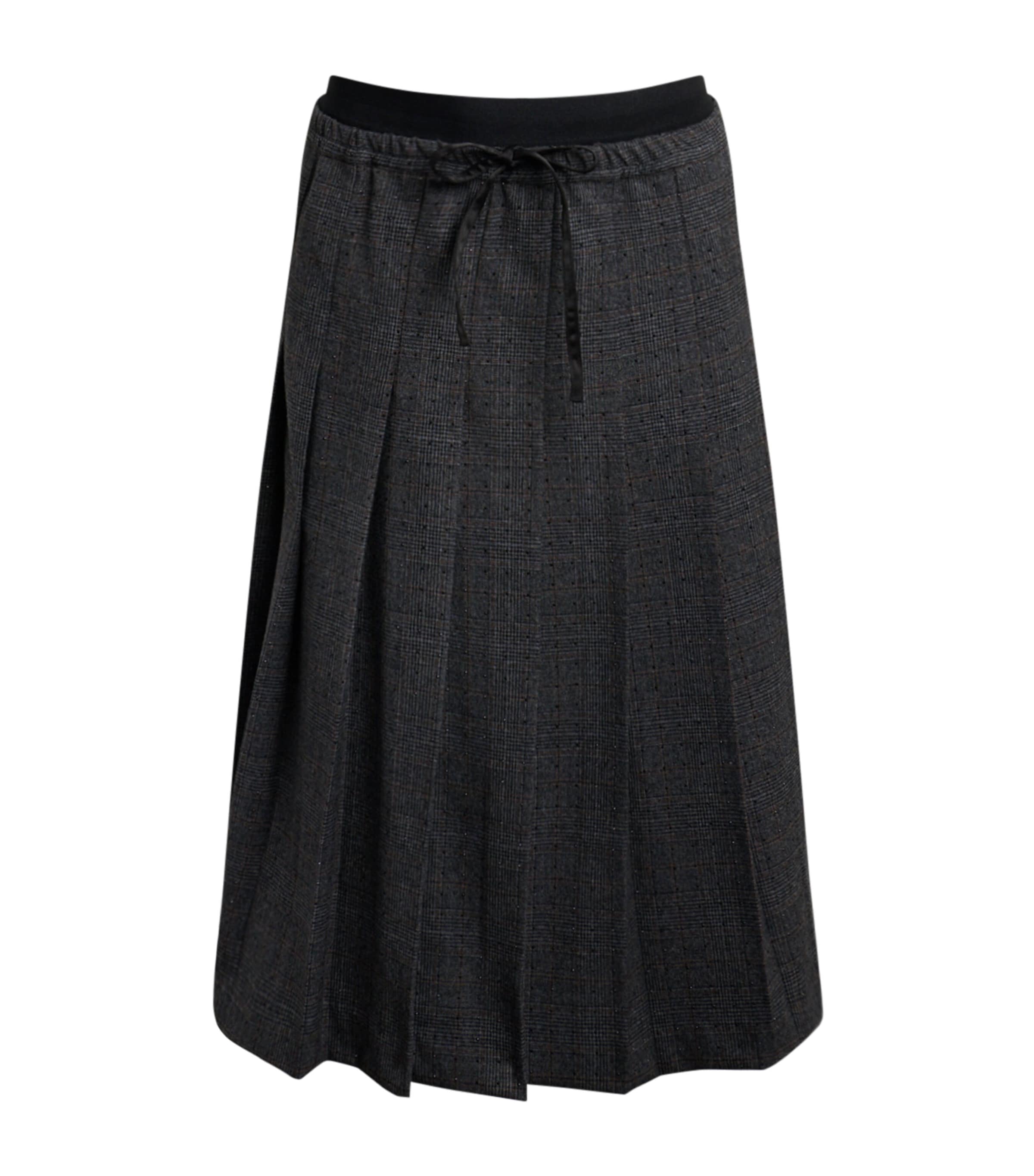 Sandro Pleated Rhinestone-embellished Midi Skirt In Black