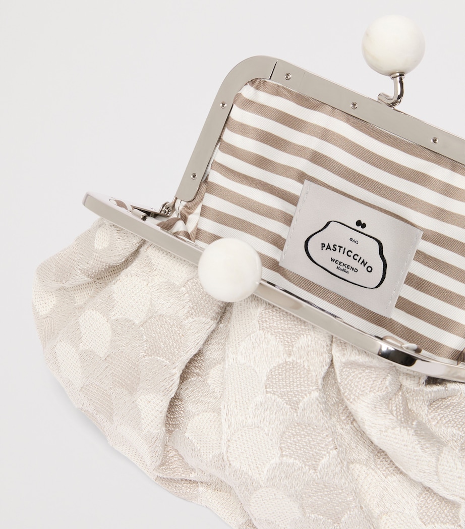 Weekend Max Mara Woven Jacquard Pasticcino Clutch Bag White Image 6