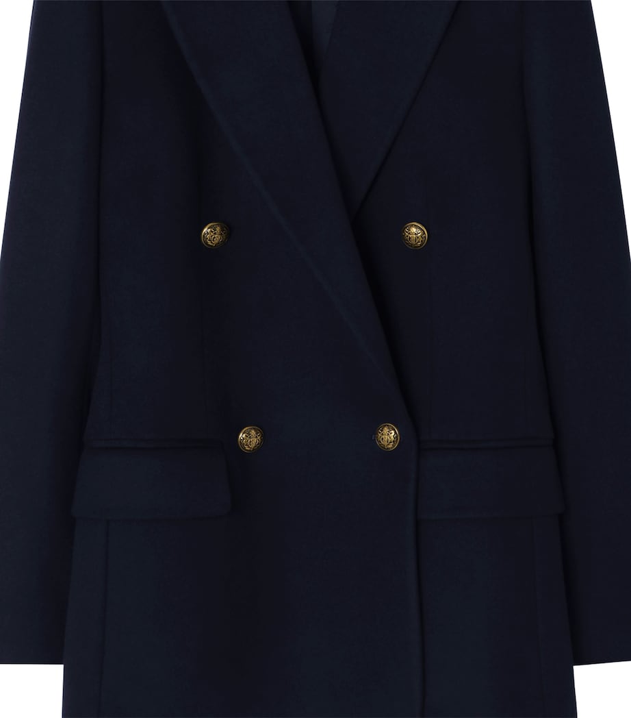 Burberry Womens Cashmere Double-Breasted Jacket Navy Image 2