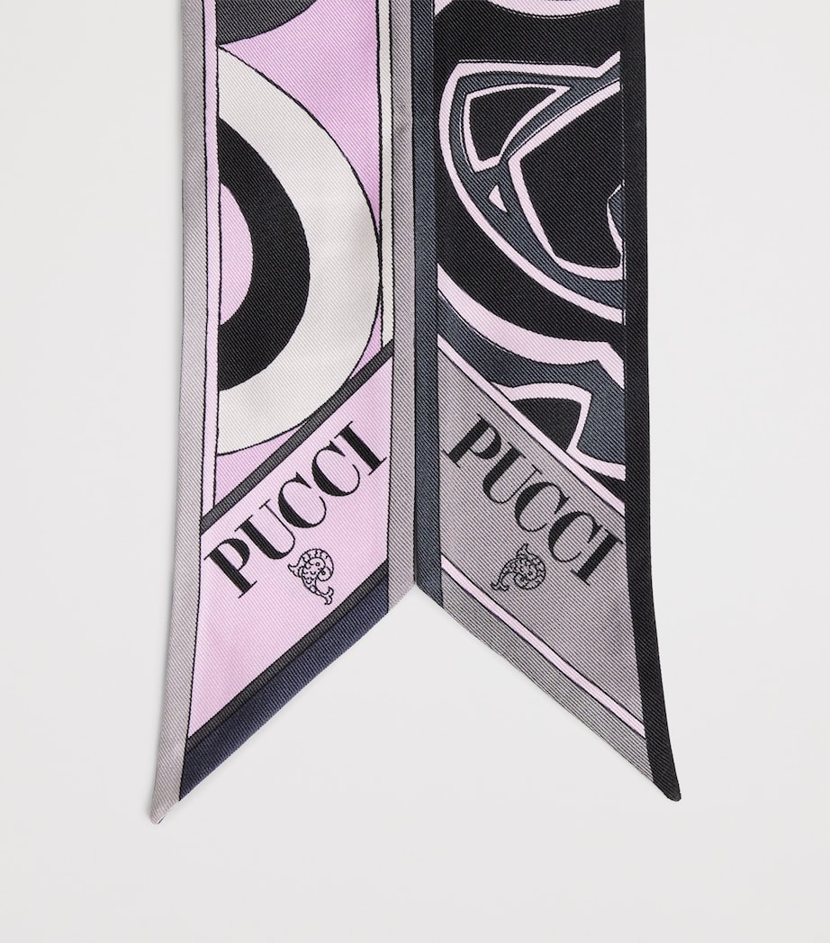 Silk Printed Scarf 1/BLACK PINK Image 4