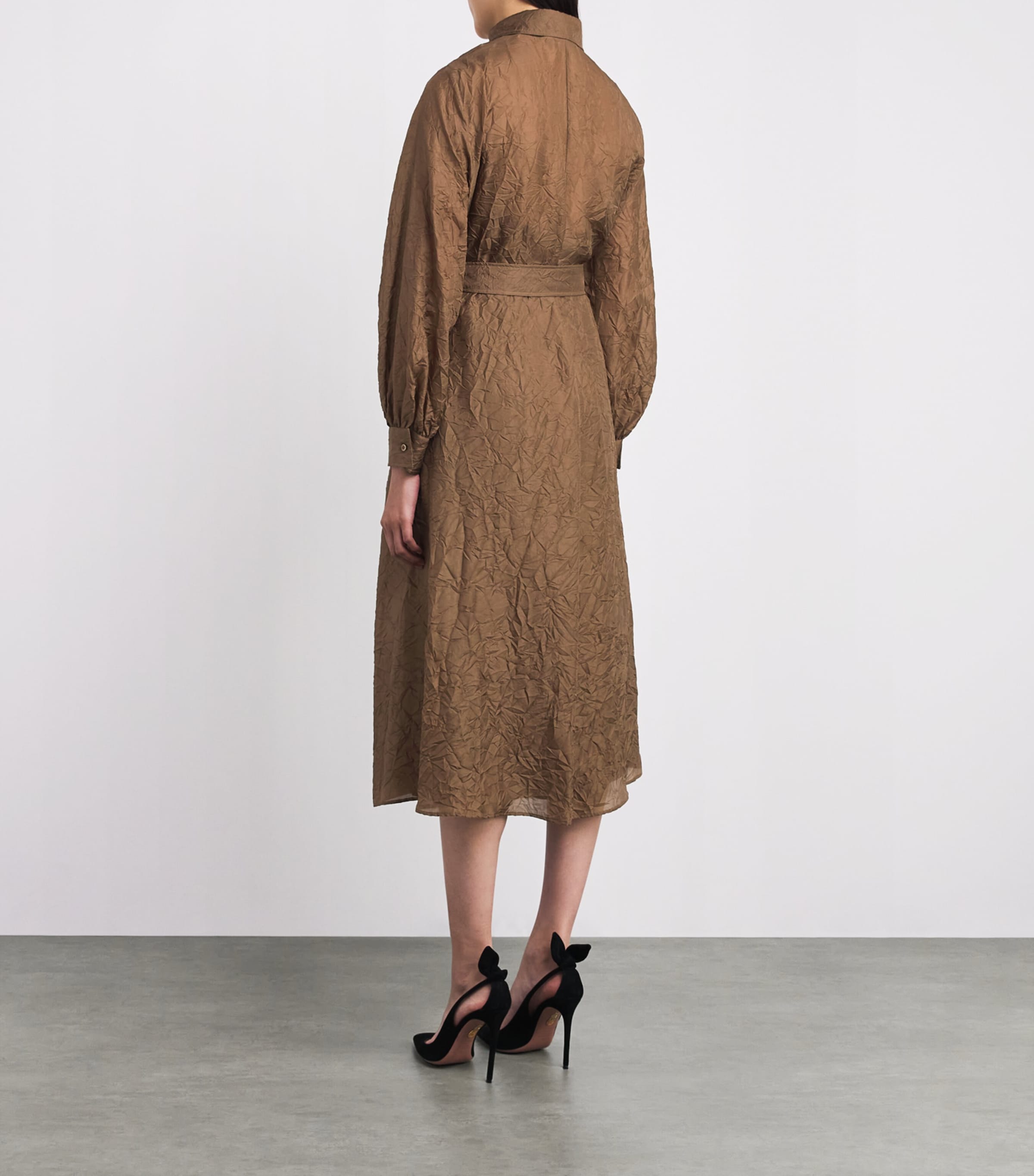 Silk Maxi Shirt Dress HAZELNUT BROWN Image 4
