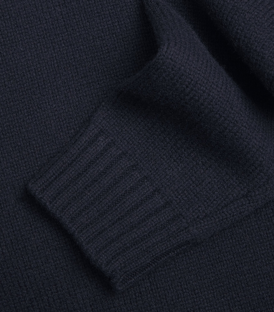 Wool-Blend Open-Collar Sweater 10098 - NAVY Image 5