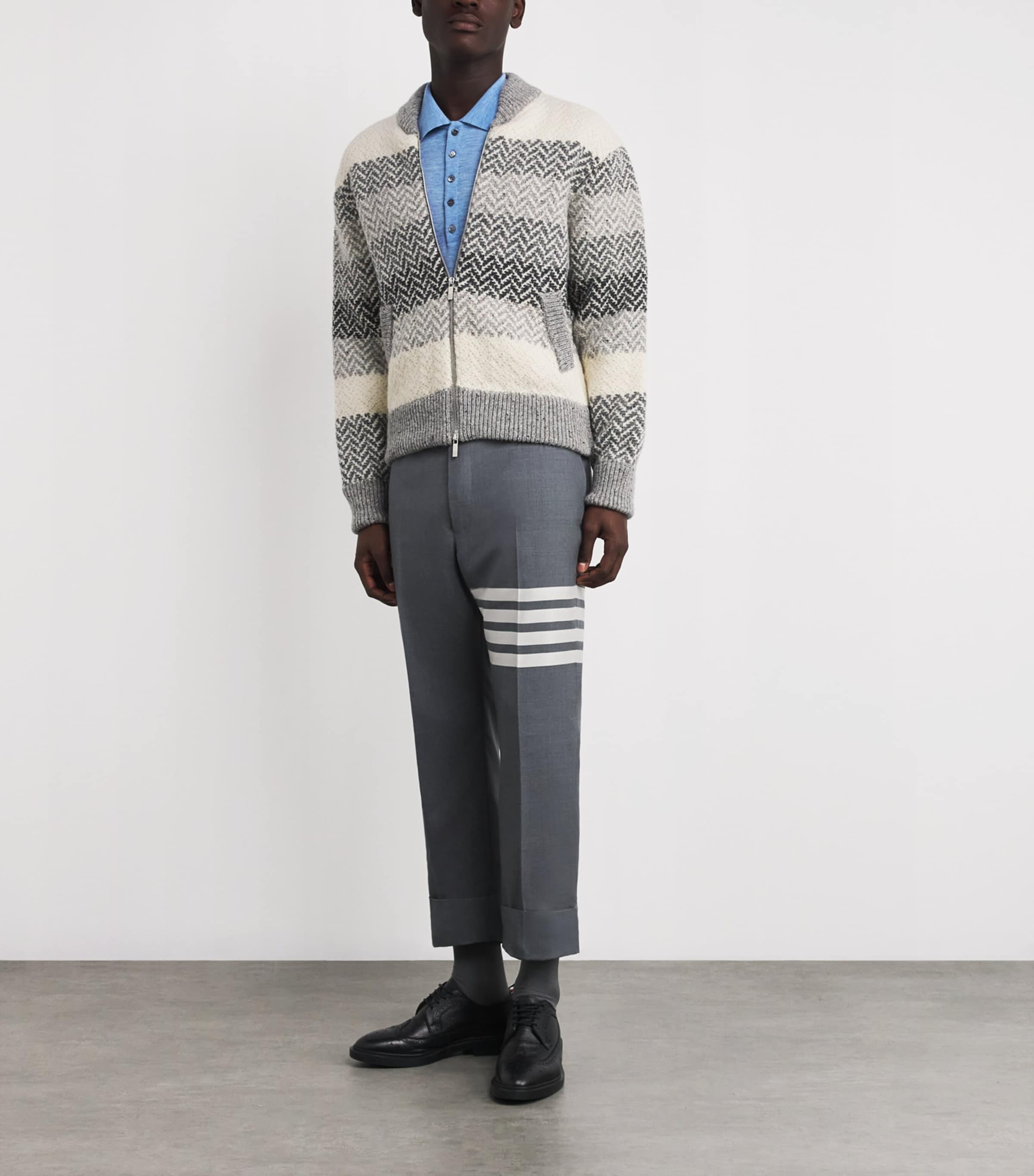 Wool 4-Bar Polo Shirt LIGHT BLUE Image 2