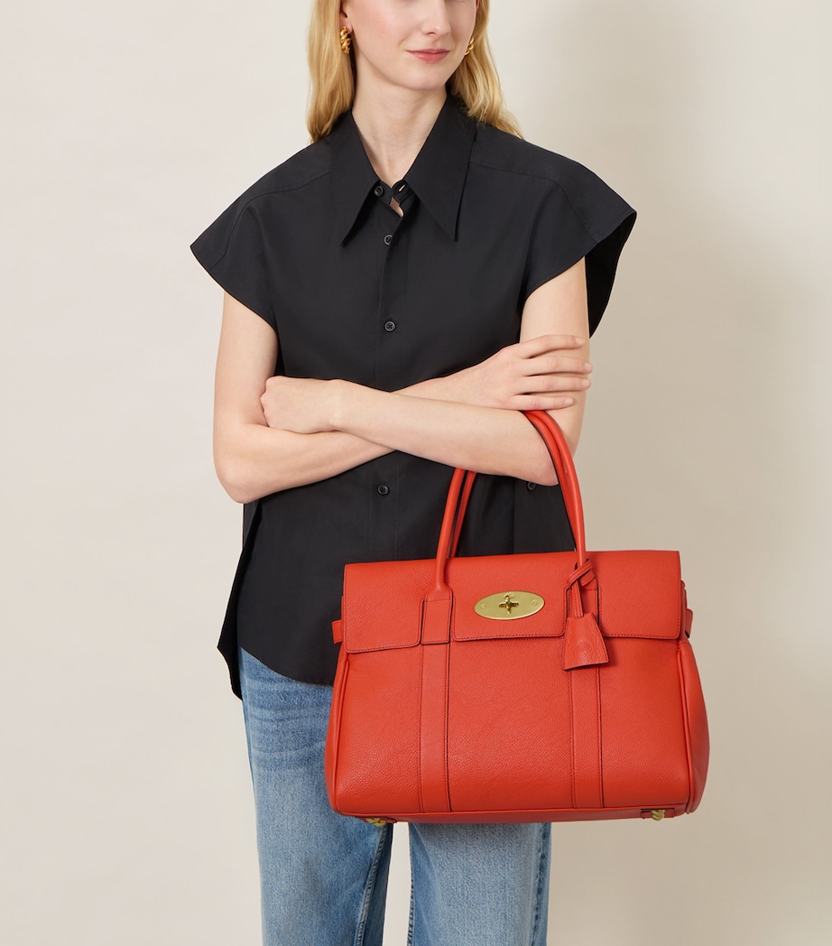 Mulberry Small Leather Bayswater Top-Handle Bag Coral Orange Image 2