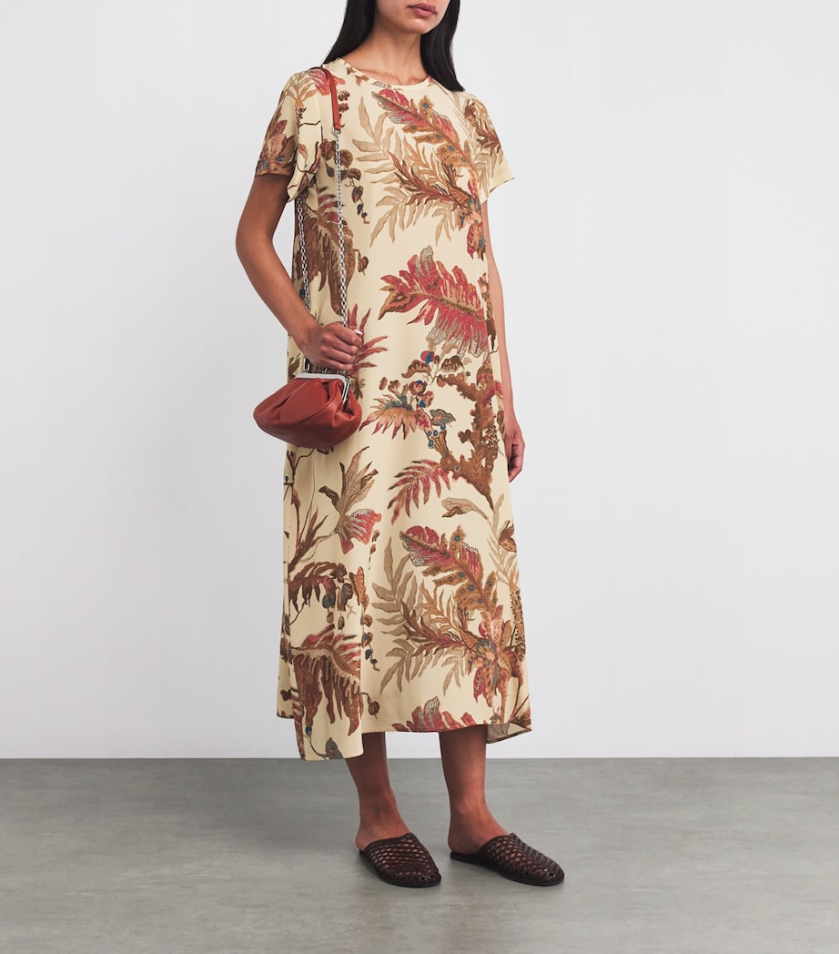 Silk Floral Maxi Dress BEIGE Image 2