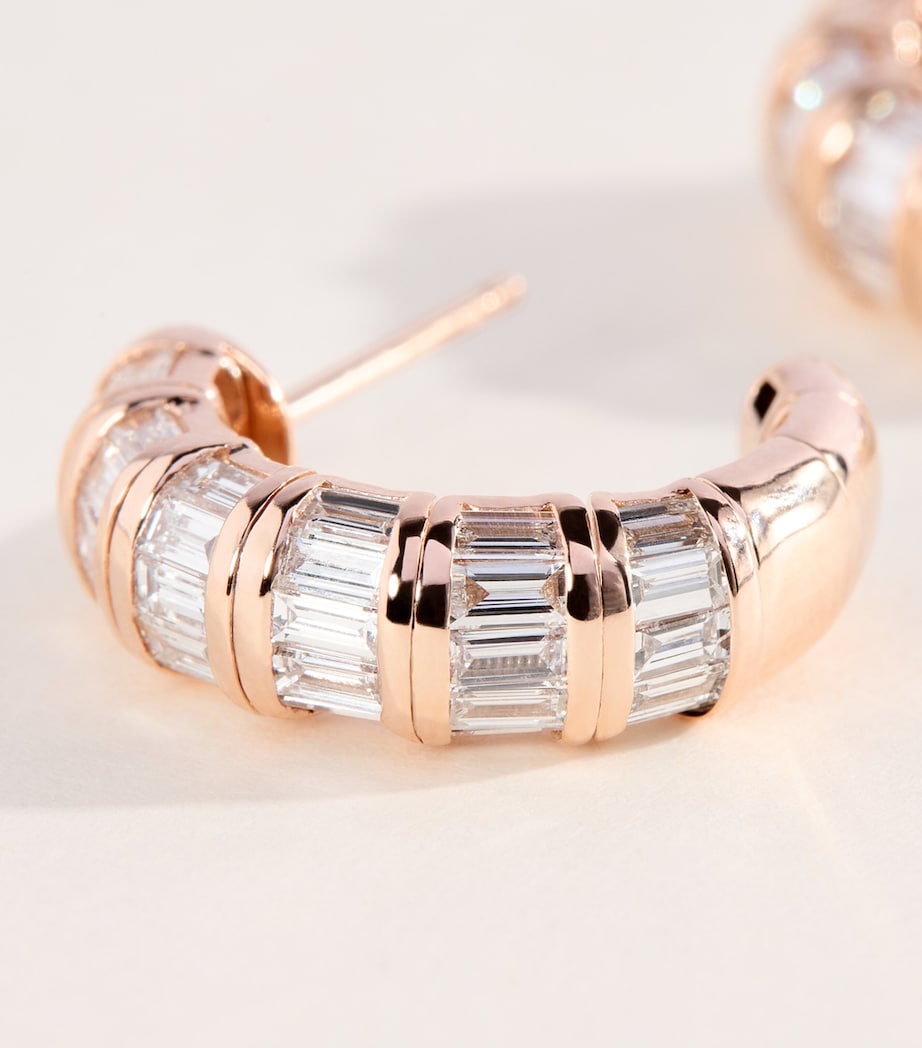SHAY Rose Gold and Diamond Baguette Earrings Rose Gold Image 4