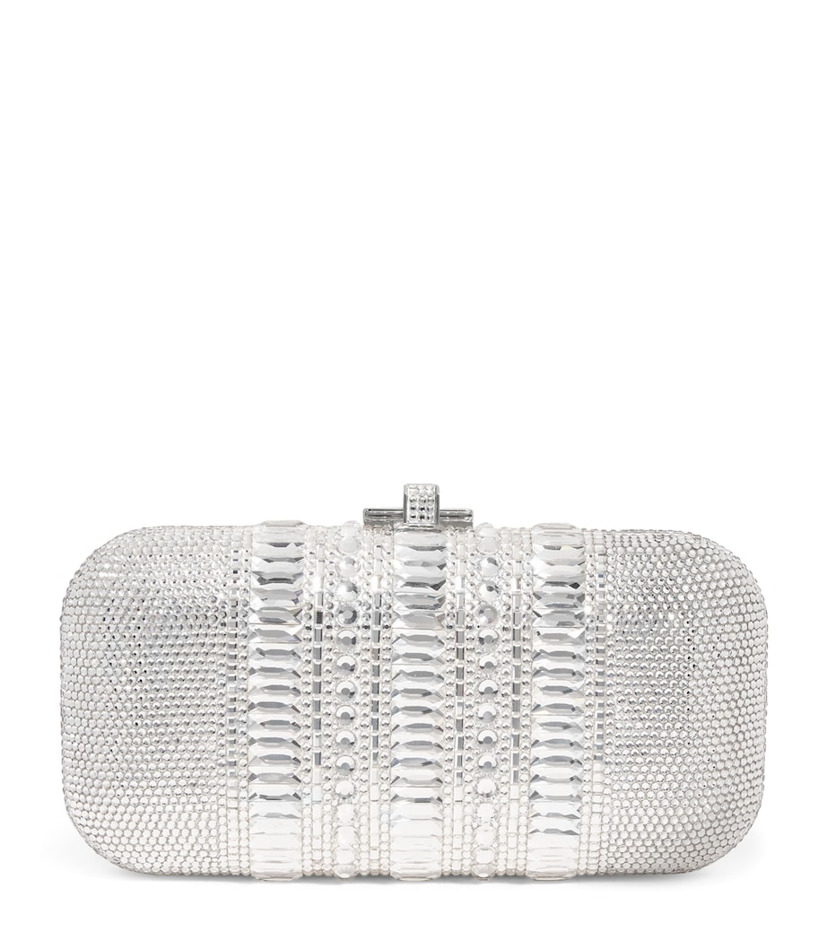 Judith Leiber Crystal-Embellished Long Slide Clutch Bag Srhmt Slvr Rhne Mlti Image 1