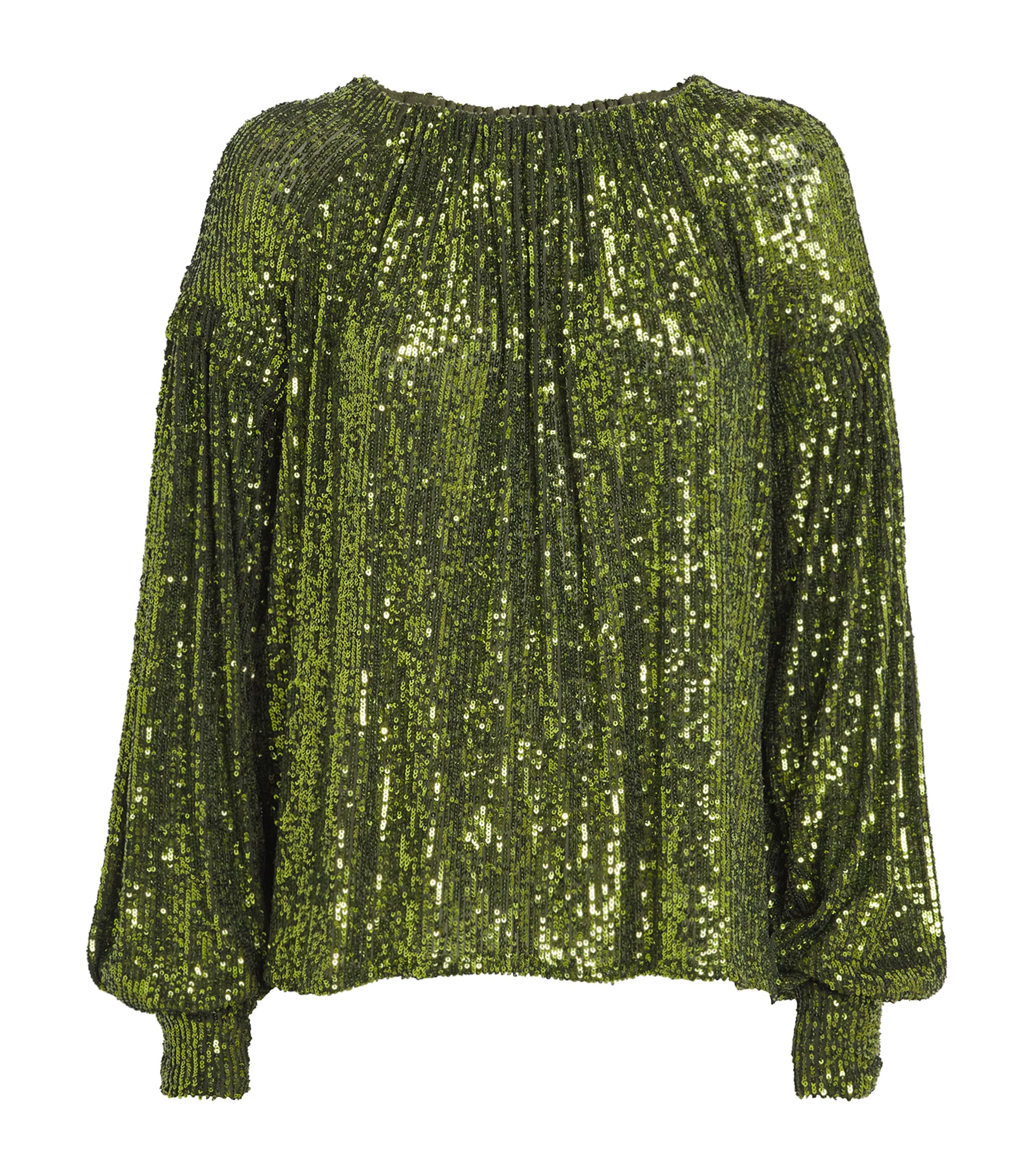 Rabanne Sequin-embellished Mesh Top In Green