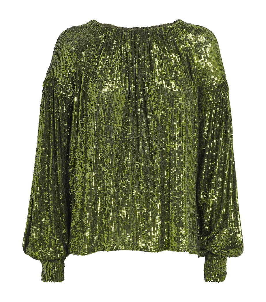 Draped Sequin Top P055 BEETLE GREEN Image 1