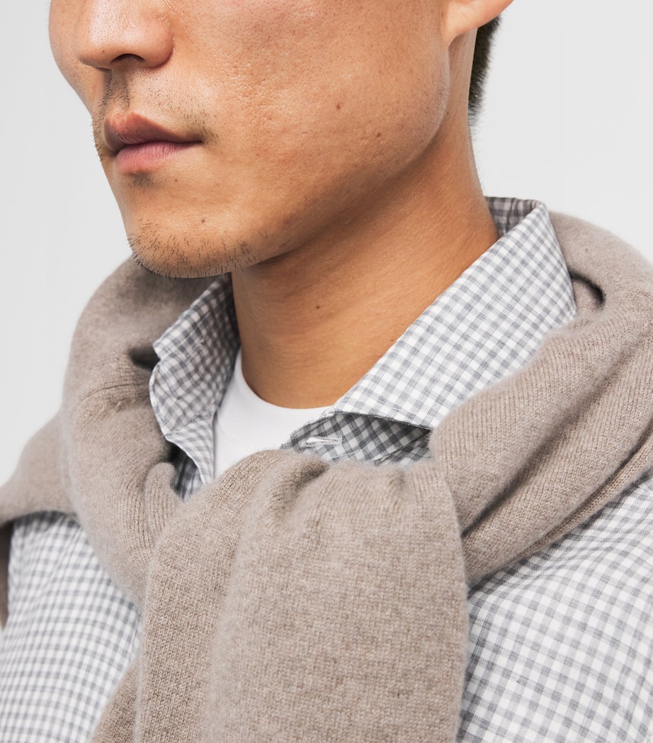 Barba Napoli Mens Cotton Washed Check Shirt Grey Image 3