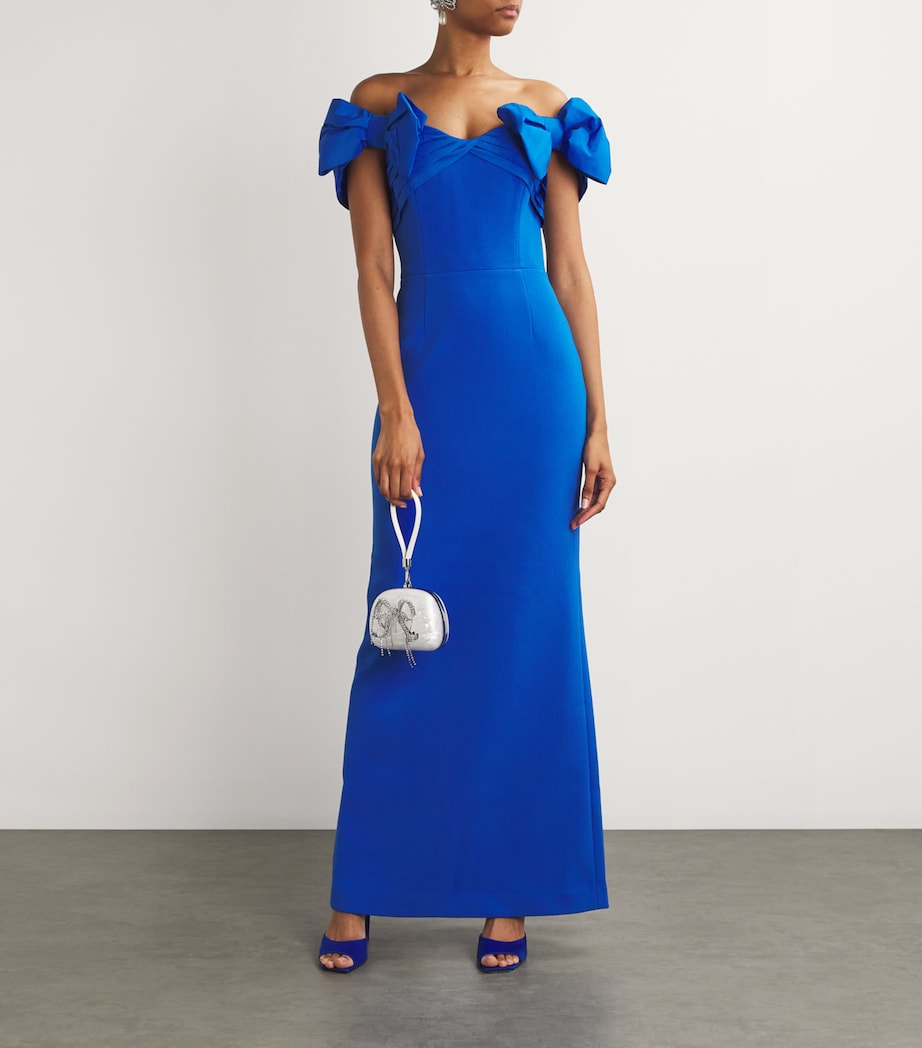 Rebecca Vallance Womens Off-The-Shoulder Antonella Gown Marine Blue Image 2