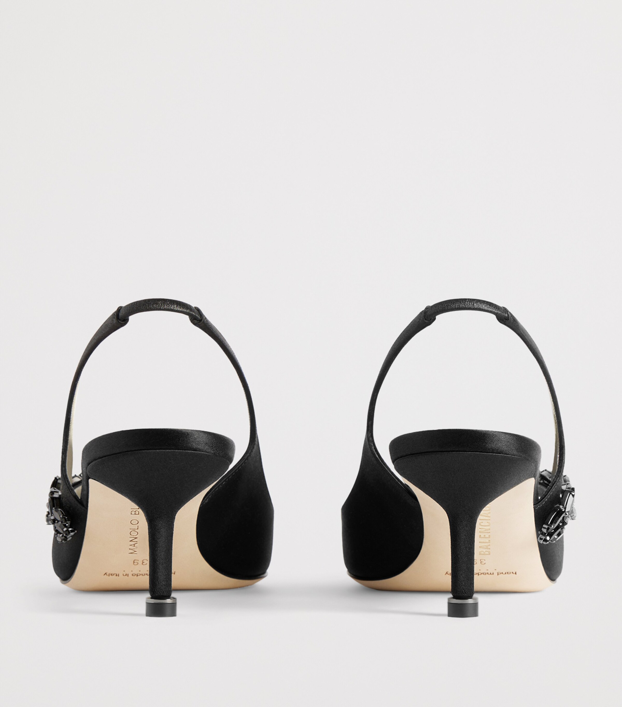 Balenciaga Black x Manolo Blahnik Embellished Slingback Heels 50
