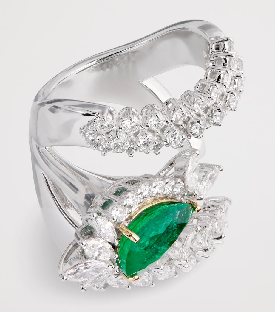 White Gold, Diamond and Emerald Reign Supreme Ring WHITE GOLD Image 4